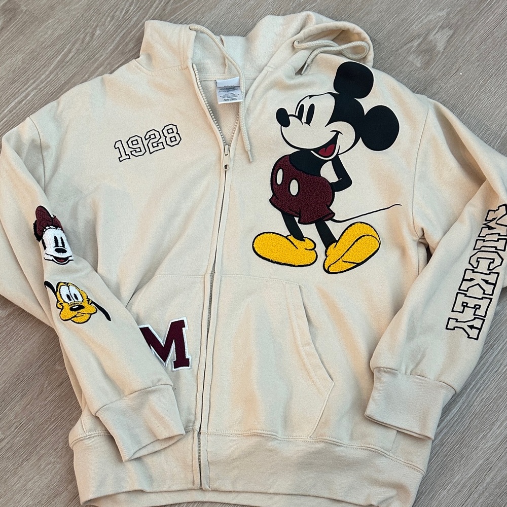 Disney Cream and Maroon Mickey Mouse zip up